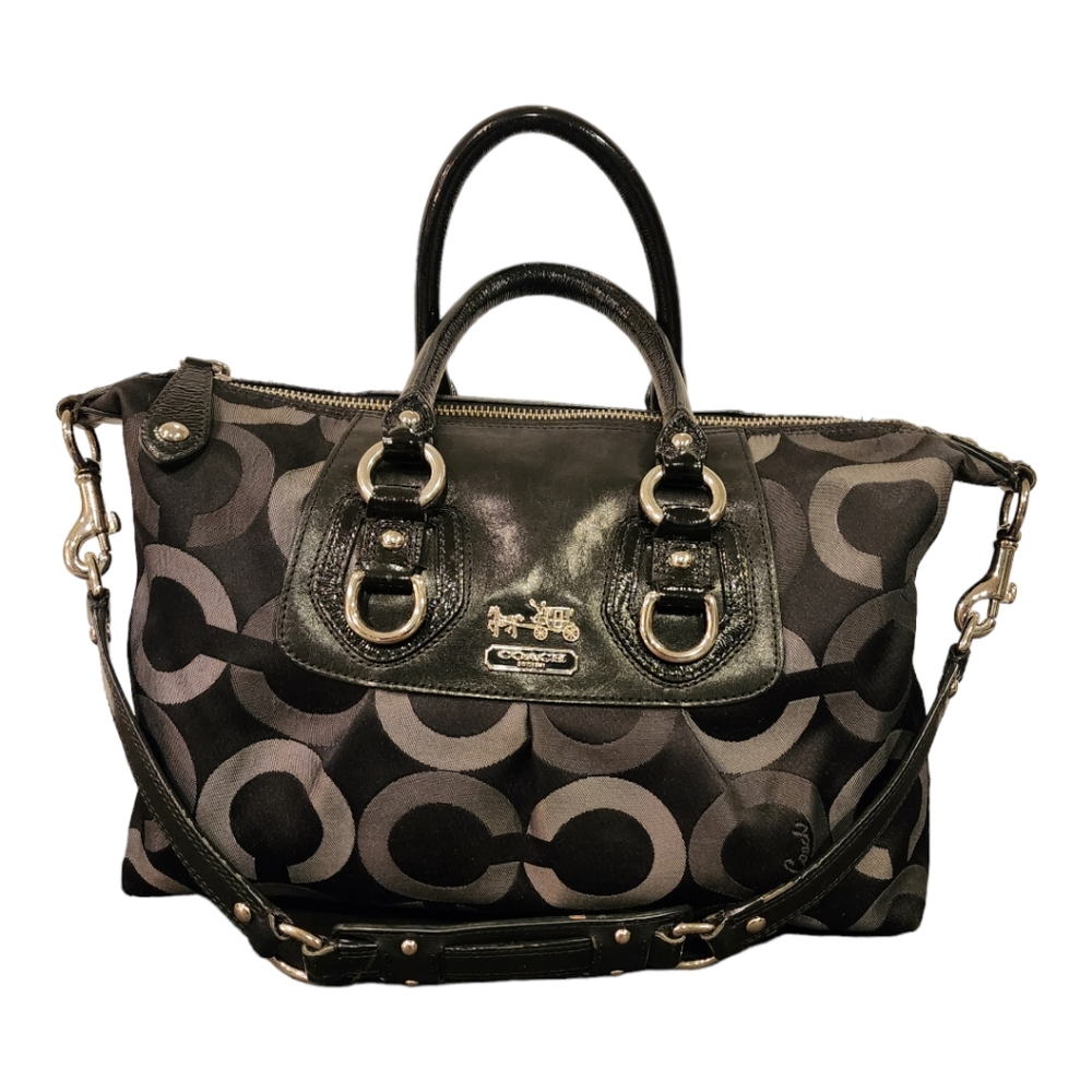 Coach Black and Silver Signature Satchel